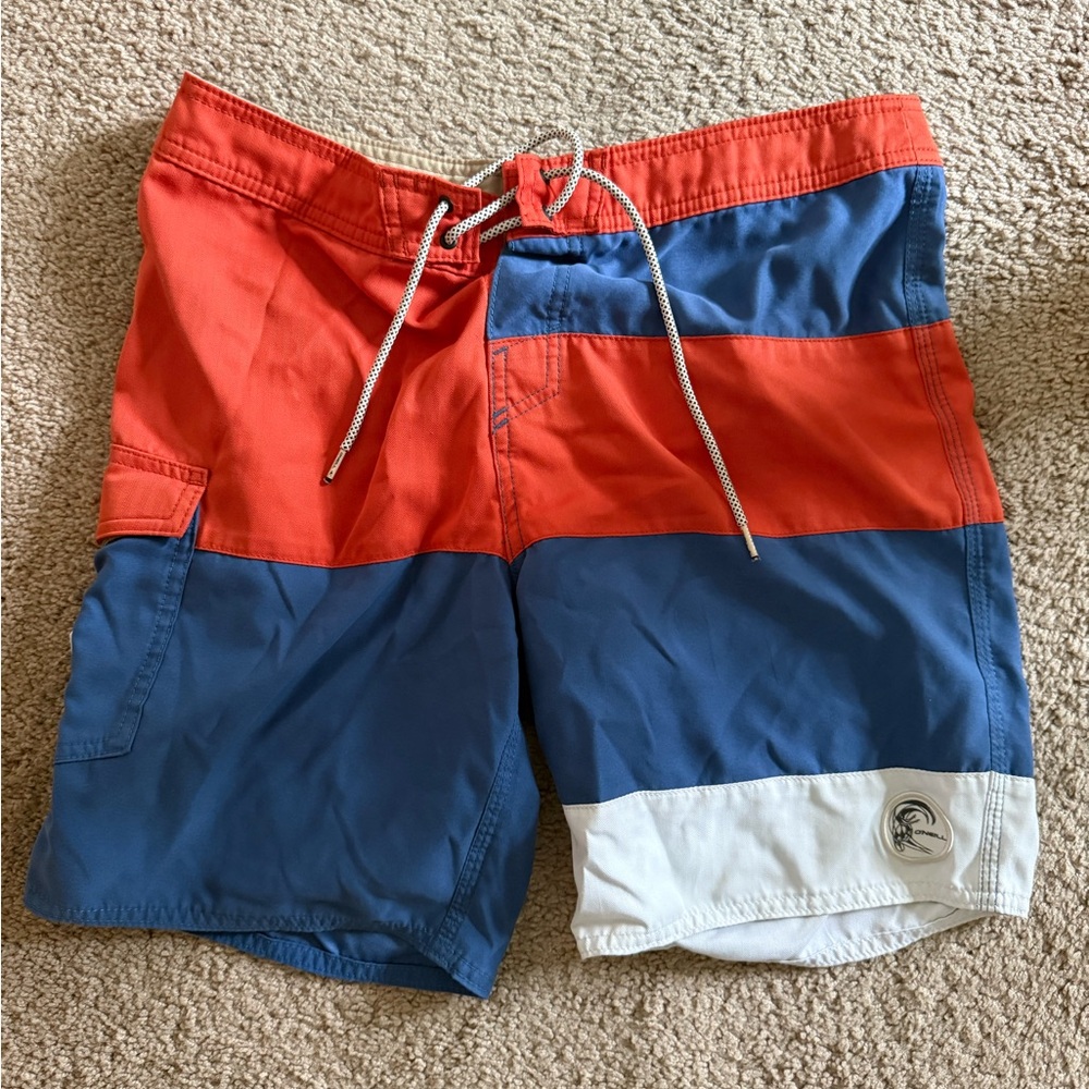 O'Neill Red and Blue Board Shorts Swimwear 32